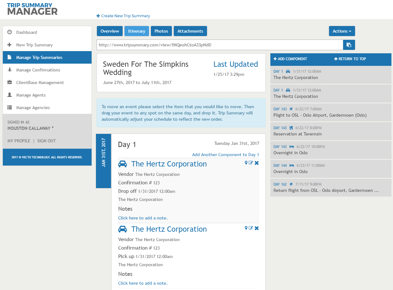 Trip Summary makes creating an itinerary easier